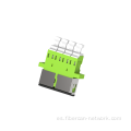 Adaptador de fibra óptica LC Quad con brida con obturador de metal